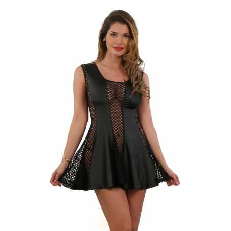 Intime-et-Sens Loveshop 89 Robe évasée Wetlook et Résille Dos
