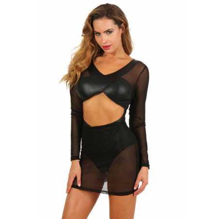 Intime-et-Sens Loveshop 89 Robe Body Wetlook et Voile