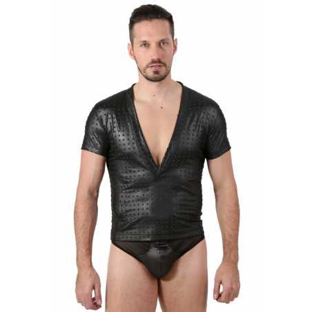 Intime-et-Sens Loveshop 89 T Shirt Homme Wetlook Relief Picot