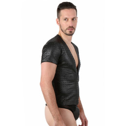 Intime-et-Sens Loveshop 89 T Shirt Homme Wetlook Relief Picot
