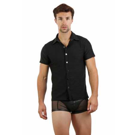 Intime-et-Sens Loveshop 89 Chemisette Noire Rayée Transparence