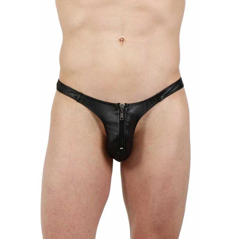 Intime-et-Sens Loveshop 89 Mini String Homme Wetlook Zip Devant