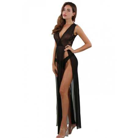 Intime-et-Sens Loveshop 89 Robe Longue Micro Résille Dentelle