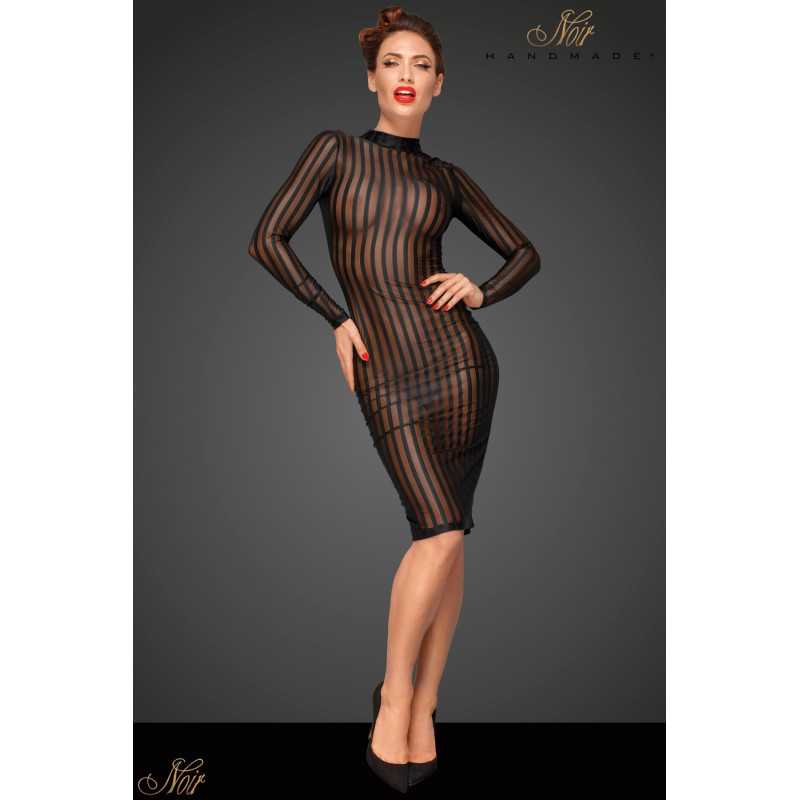 Intime-et-Sens Loveshop 89 Robe mi longue micro résille rayée