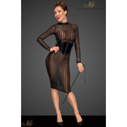 Intime-et-Sens Loveshop 89 Robe mi longue micro résille rayée