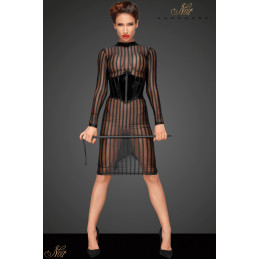 Intime-et-Sens Loveshop 89 Robe mi longue micro résille rayée
