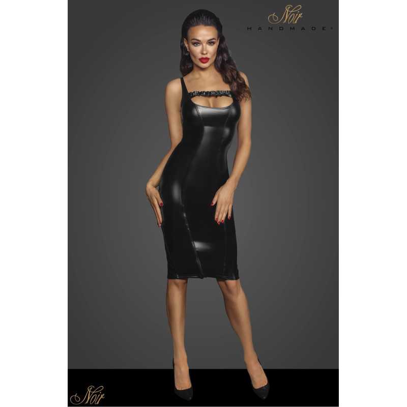 Intime-et-Sens Loveshop 89 Robe midi moulante wetlook zip fente