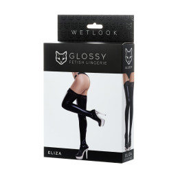 Intime-et-Sens Loveshop 89 Eliza Bas Wetlook Noir Jarretière