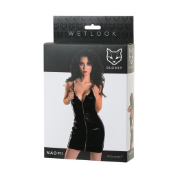 Intime-et-Sens Loveshop 89 Naomi Robe Wetlook Noir Zip Argenté