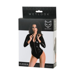Intime-et-Sens Loveshop 89 Alessia Body wetlook noir zipé