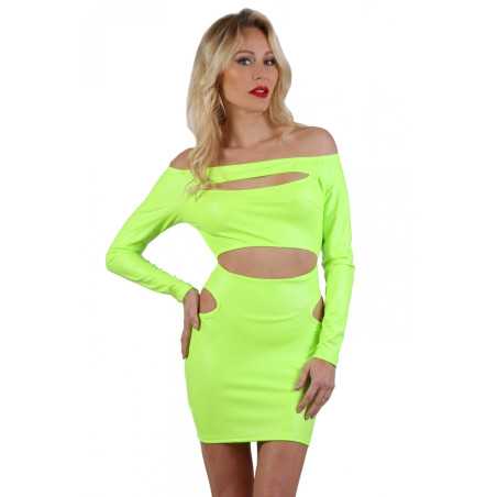 Intime-et-Sens Loveshop 89 Robe ajourée Wetlook fluo