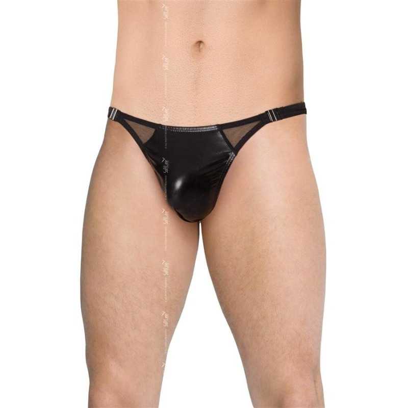Intime-et-Sens Loveshop 89 String noir wetlook détachable cotés