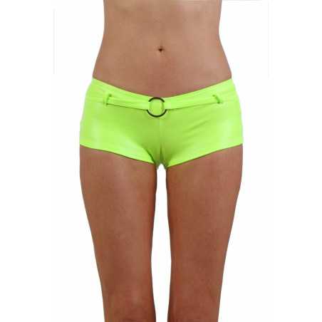 Intime-et-Sens Loveshop 89 Short Wetlook Fluo Ceinture Anneau