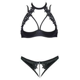Intime-et-Sens Loveshop 89 Ensemble Satin Broderie Noire Ouvert