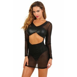 Intime-et-Sens Loveshop 89 Robe Body Wetlook et Voile