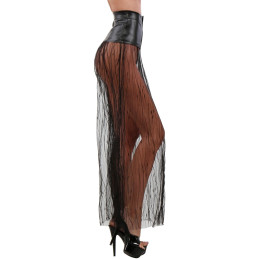 Intime-et-Sens Loveshop 89 Jupe Serre Taille Effet Cuir et Tulle