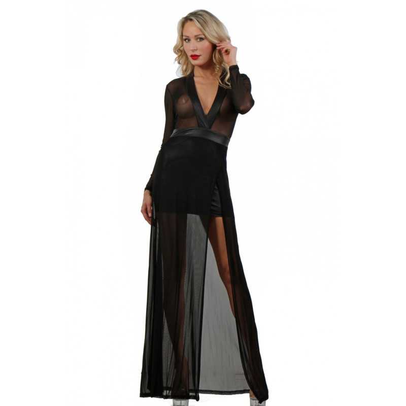 Intime-et-Sens Loveshop 89 Robe Longue Micro Résille et Partie