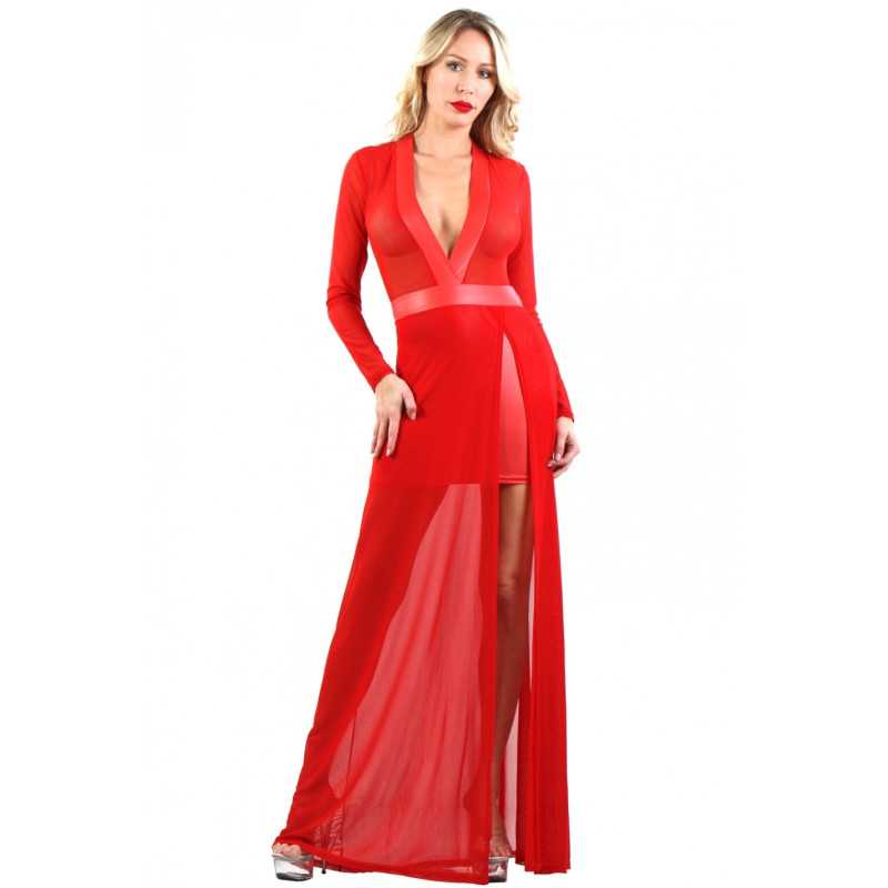 Intime-et-Sens Loveshop 89 Robe Longue Micro Résille et Partie