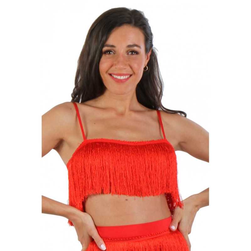Intime-et-Sens Loveshop 89 Top Court Frange Fluide Rouge