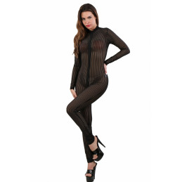 Intime-et-Sens Loveshop 89 Combi Legging Rayé Transparent Noir