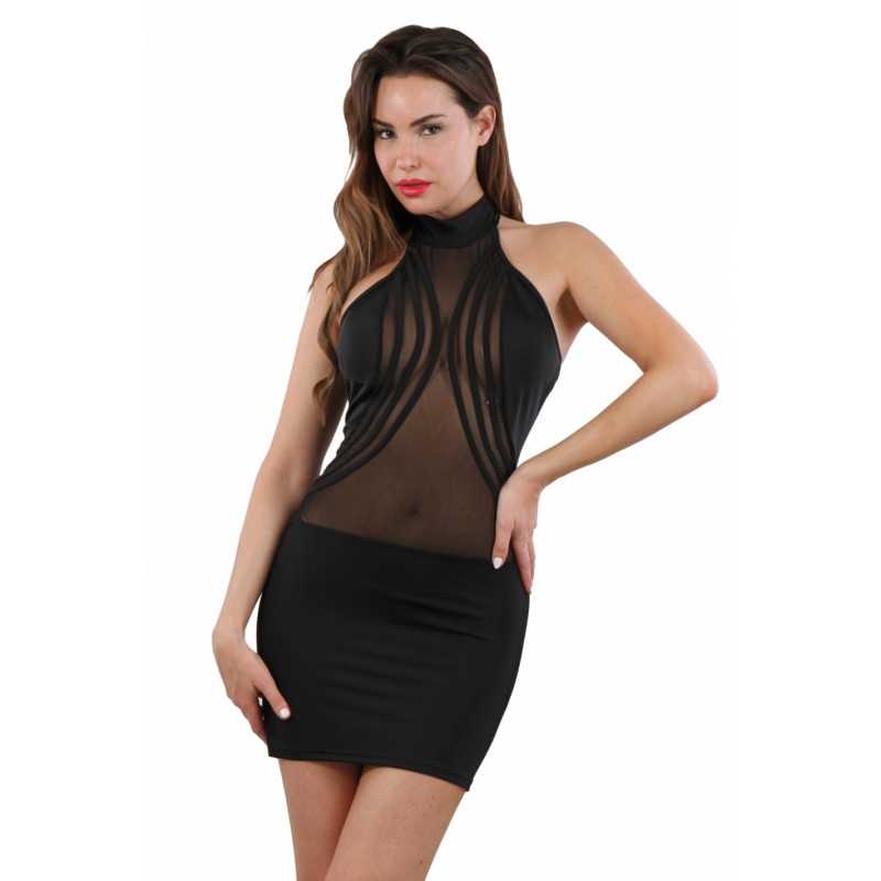 Intime-et-Sens Loveshop 89 Robe Noire Moulante Transparence Sexy