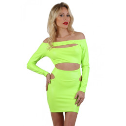 Intime-et-Sens Loveshop 89 Robe ajourée Wetlook fluo