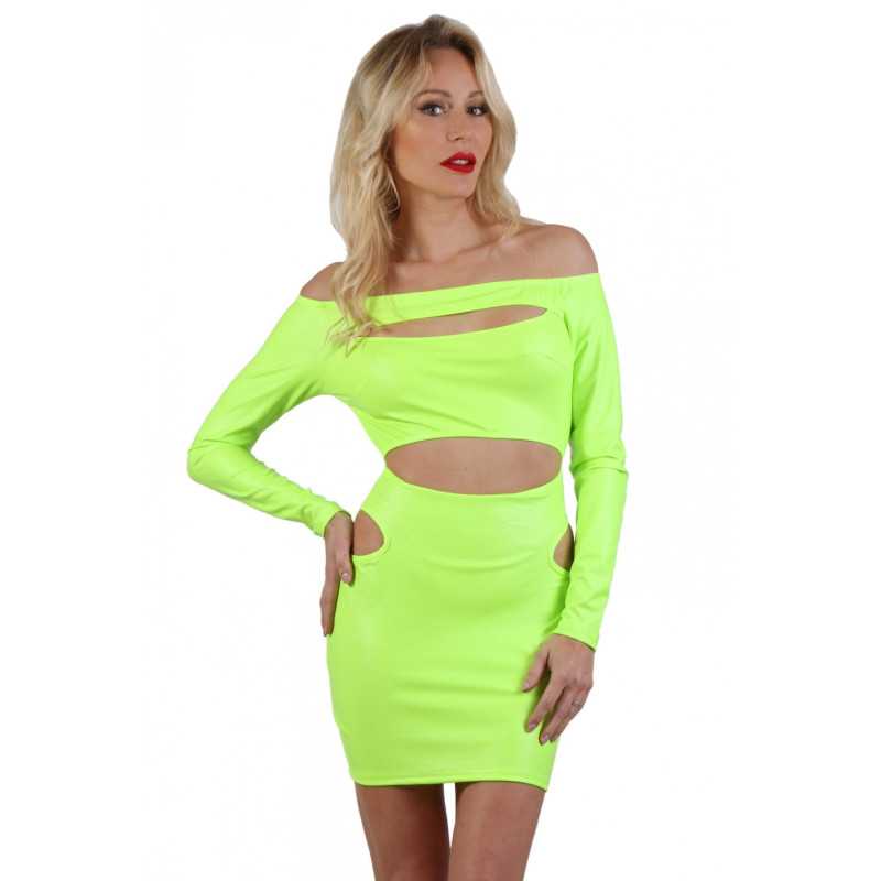 Intime-et-Sens Loveshop 89 Robe ajourée Wetlook fluo