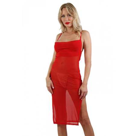 Intime-et-Sens Loveshop 89 Robe Noire Micro Résille Dos Nu