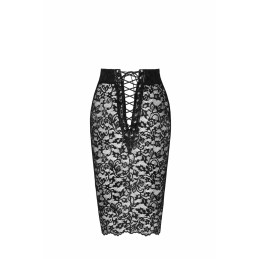 Intime-et-Sens Loveshop 89 Jupe Midi Dentelle Noire Laçage Dos
