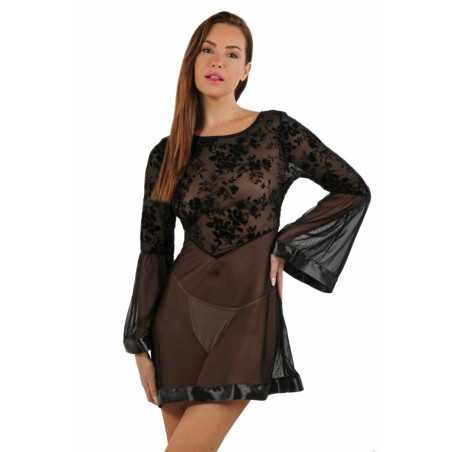 Intime-et-Sens Loveshop 89 Robe évasée floquée velours manches