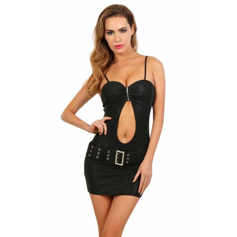 Intime-et-Sens Loveshop 89 Robe WetLook avec ceinture