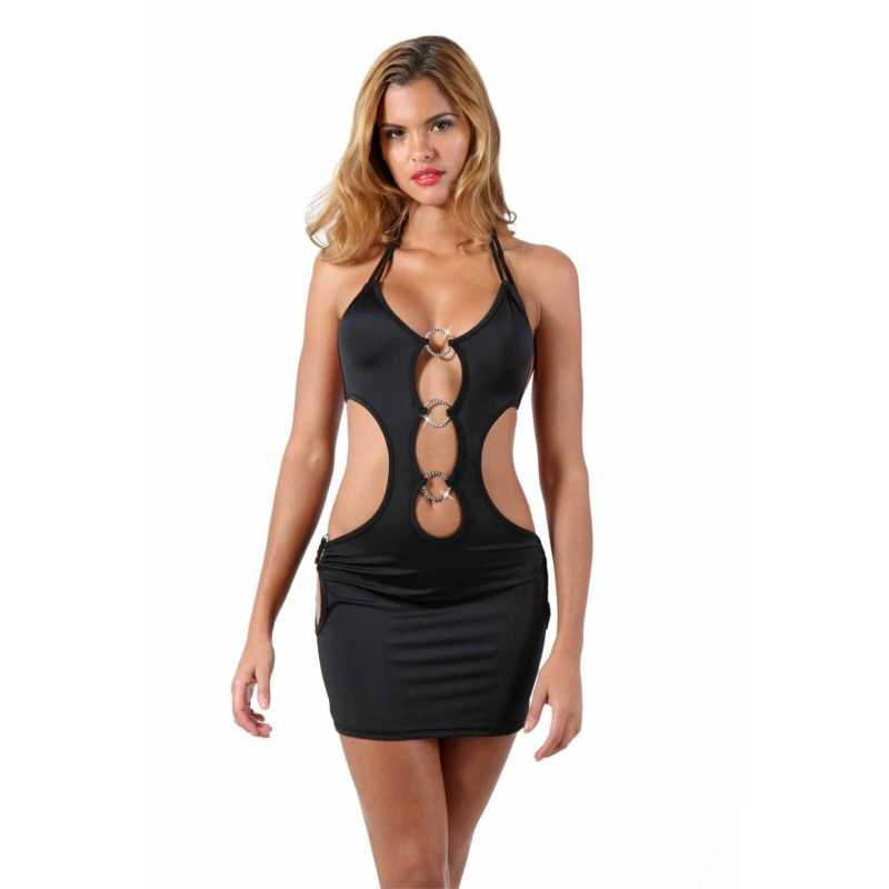 Intime-et-Sens Loveshop 89 Robe ajourée anneaux strass devant