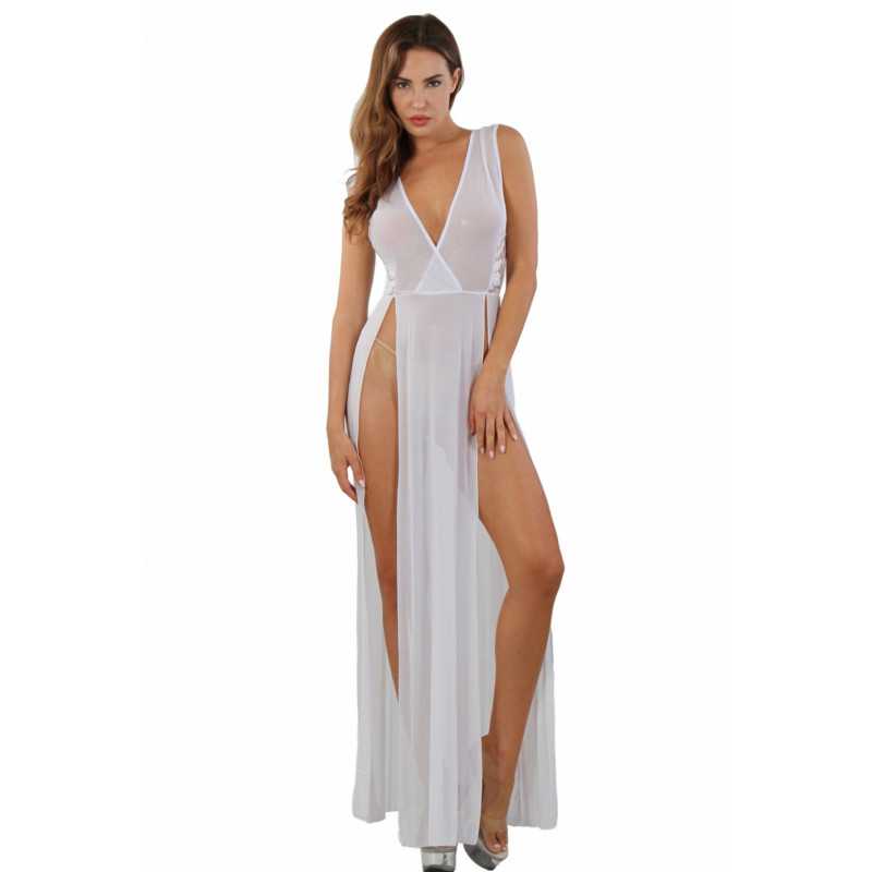 Intime-et-Sens Loveshop 89 Robe longue micro résille dentelle