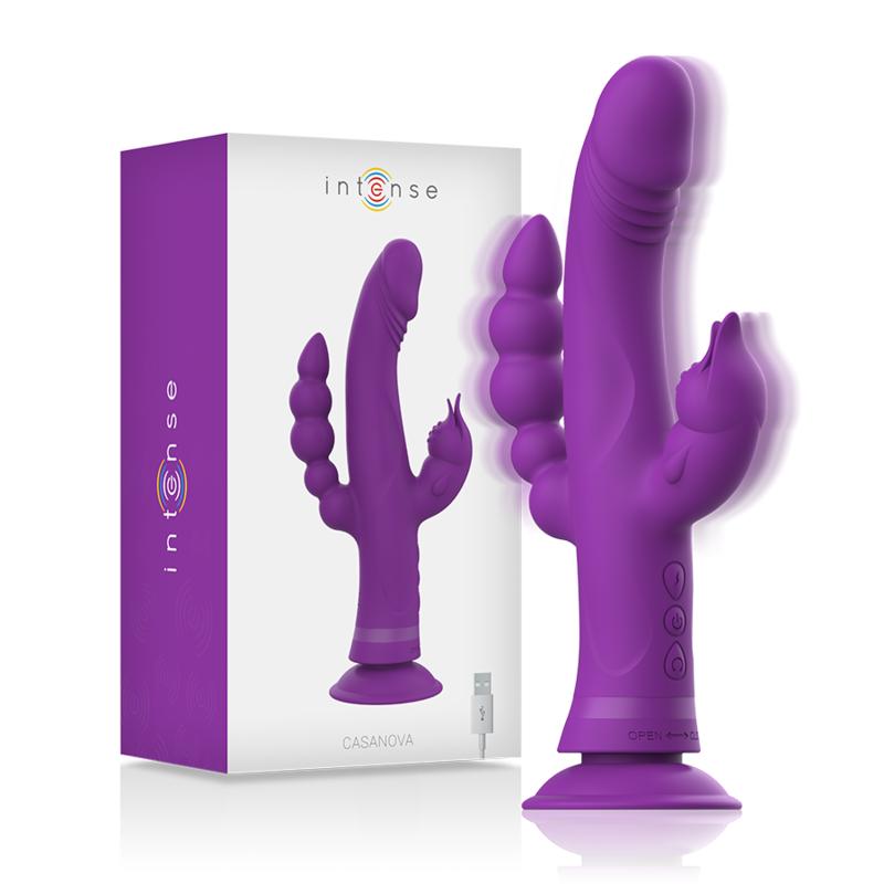VIBRATEUR EN SILICONE CASANOVA RABBIT TRIPLE MOTEUR VIOLET INTENSE