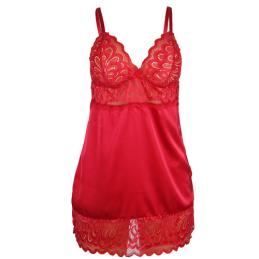 BABYDOLL EN SATIN AVEC DENTELLE ROUGE S/M Subblime