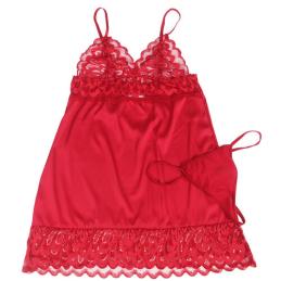 BABYDOLL EN SATIN AVEC DENTELLE ROUGE S/M Subblime