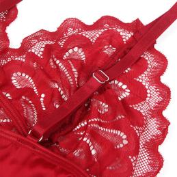 BABYDOLL EN SATIN AVEC DENTELLE ROUGE S/M