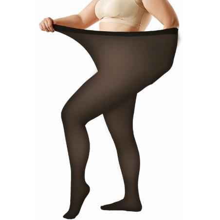 .Collant Faux Transparent opaque noir Grande Taille (TU:42-52)