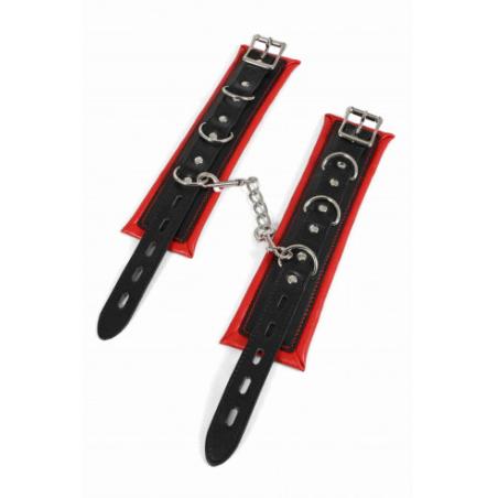 .MENOTTES CADENASSABLES MOLLETONNÉES NOIR ET ROUGE