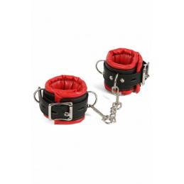 .MENOTTES CADENASSABLES MOLLETONNÉES NOIR ET ROUGE