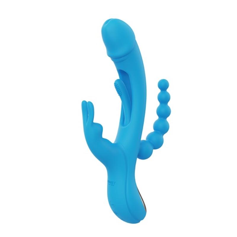 .Trilux Kinky Finger Rabbit Vibromasseur avec perles anales Bleu
