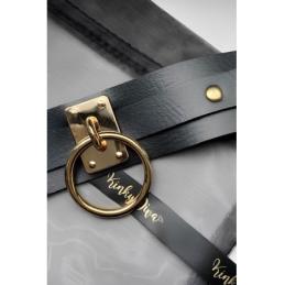 .O Ring Collier noir laisse anneau doré