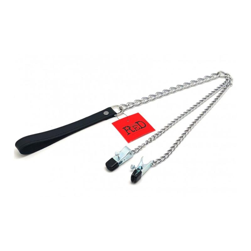 - The Red Pinces à Seins avec Laisse : Stimulation Intense et Plaisir "Tiré" à Son Maximum ! (40cm)