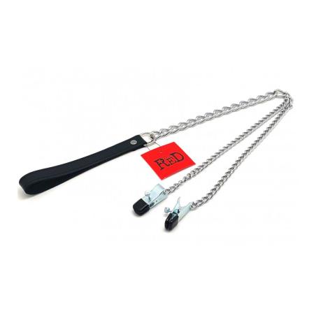 - The Red Pinces à Seins avec Laisse : Stimulation Intense et Plaisir "Tiré" à Son Maximum ! (40cm)