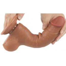 ' Gode avec bourses 13 x 3.7cm Marron -  Sliding Skin 
