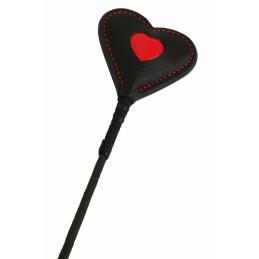 ' Cravache Cuir Noire Coeur Rouge - SPAZM