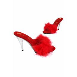 ' S9028-RD Mules d'intérieur avec plumes