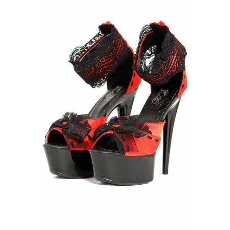 ' SB617-RD Sandales Plateforme Satin et Dentelle - Sois Belle