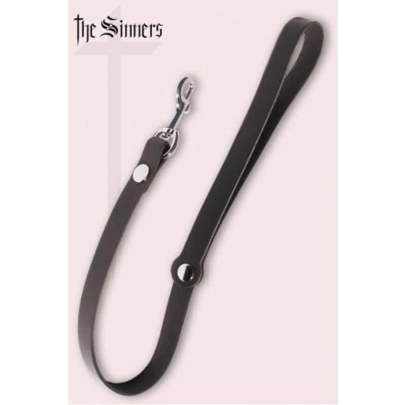 Laisse courte cuir noir mousqueton argenté - The Sinner