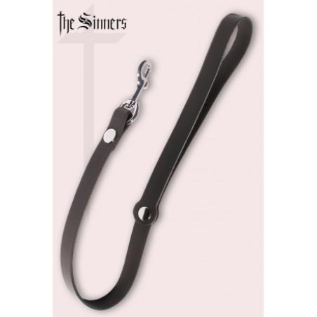 Laisse courte cuir noir mousqueton argenté - The Sinner